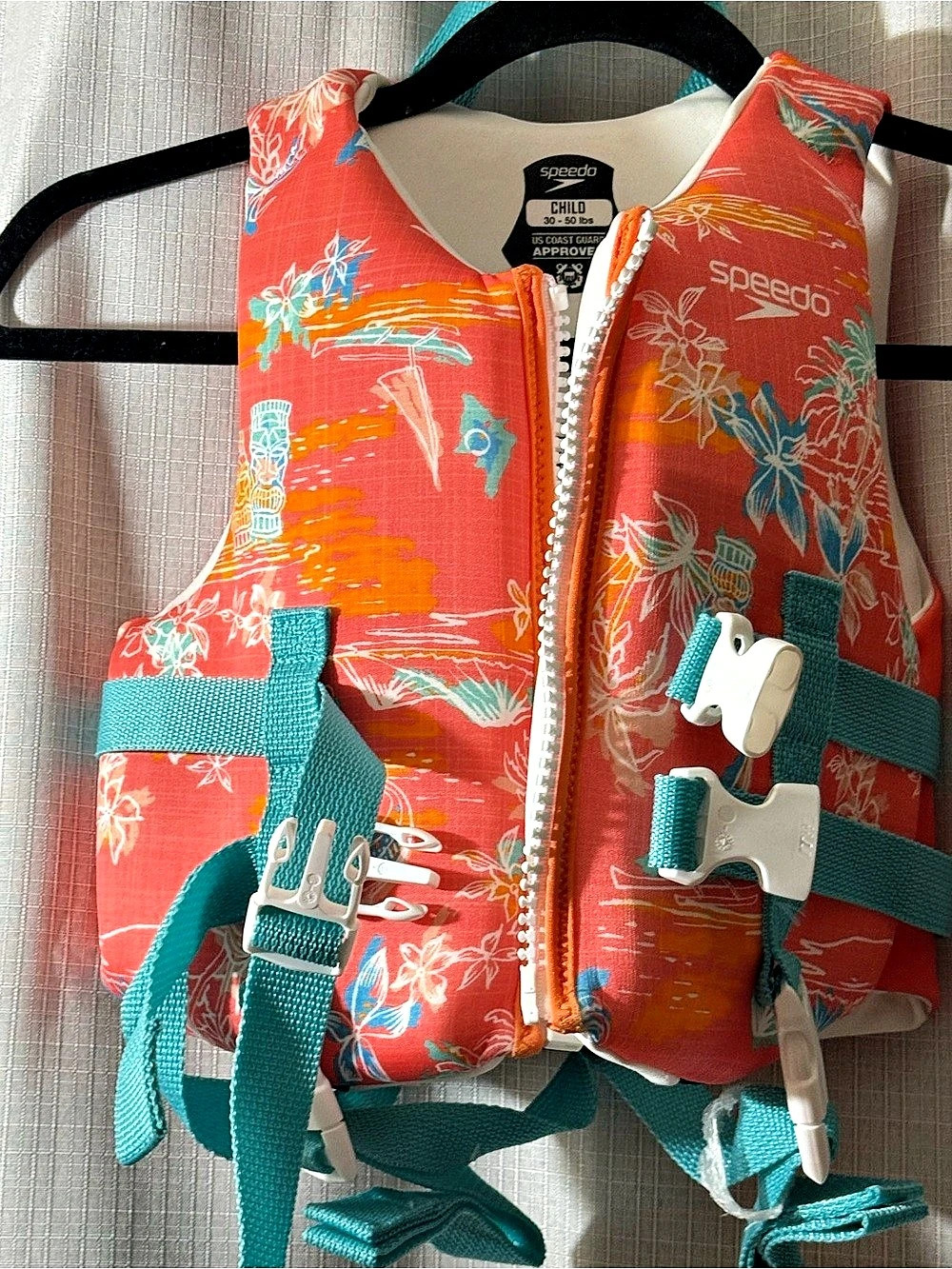 Speedo Child Swim Life Jacket Flotation Vest Coral & Green